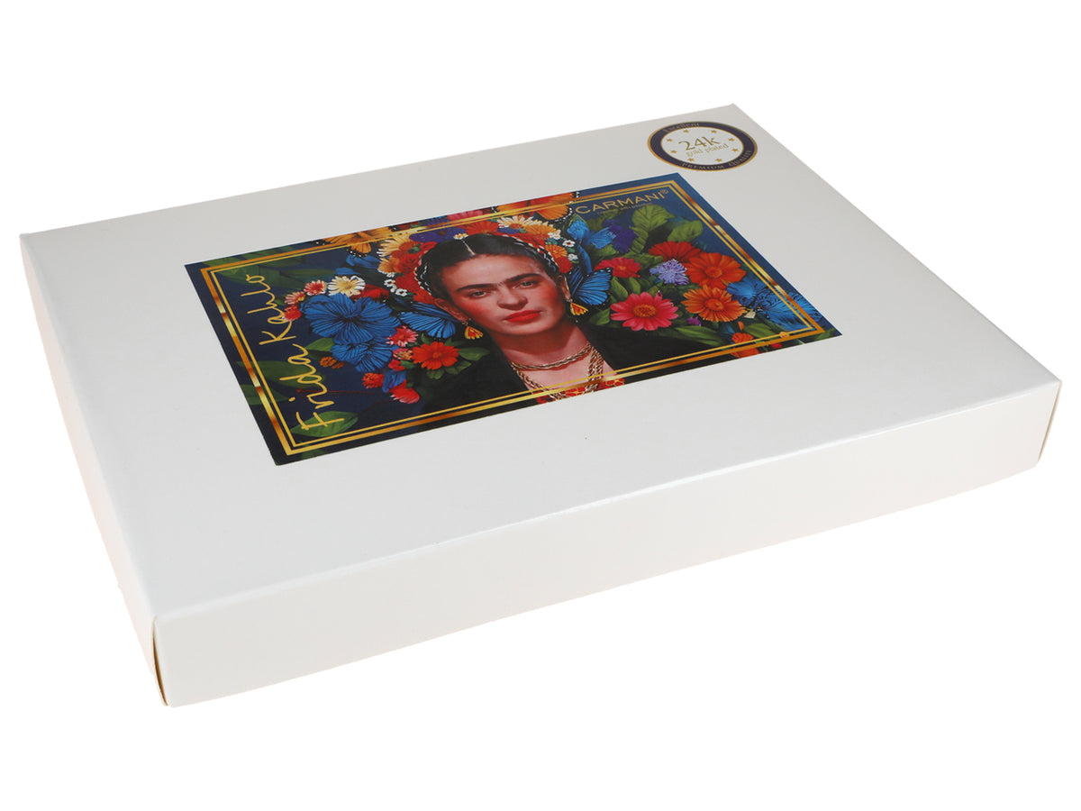 Set de 6 lingurițe placate cu aur 24K F. Kahlo cu posibilitate de personalizare prin gravură - tacâmuri elegante pentru cadou, 13 cm, CARMANI