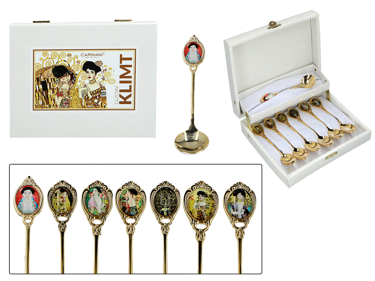 Set de 6 lingurițe placate cu aur 24K, cu 1 linguriță pentru zahăr