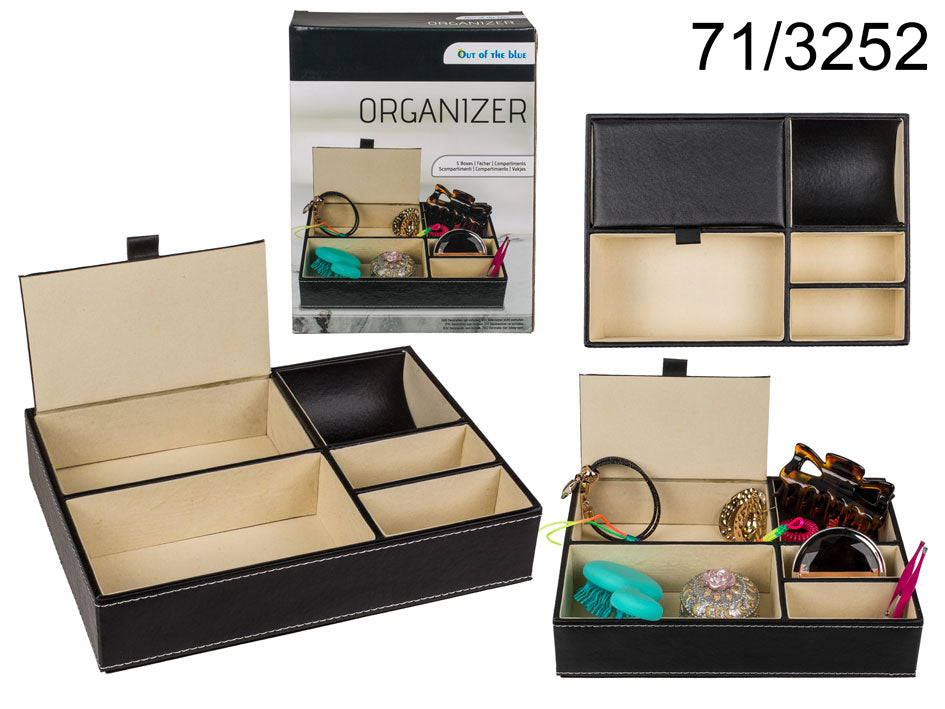 Organizator pentru bijuterii din piele ecologică, posibilitate de personalizare prin gravură, 25 x 18 x 5 cm