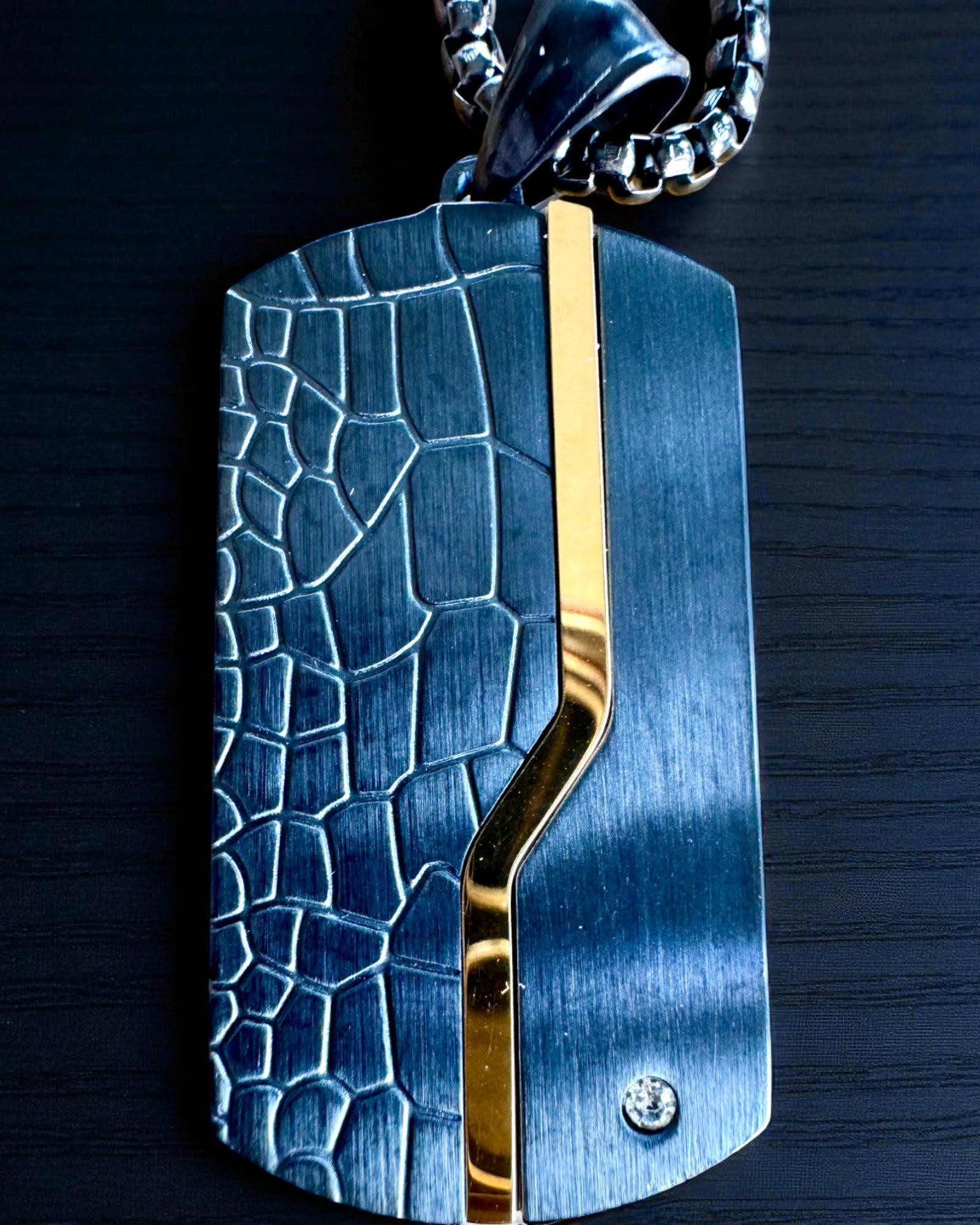 Colier bărbătesc Dog Tag „SteelVision” – oțel inoxidabil, 15 variante, personalizare cu gravură