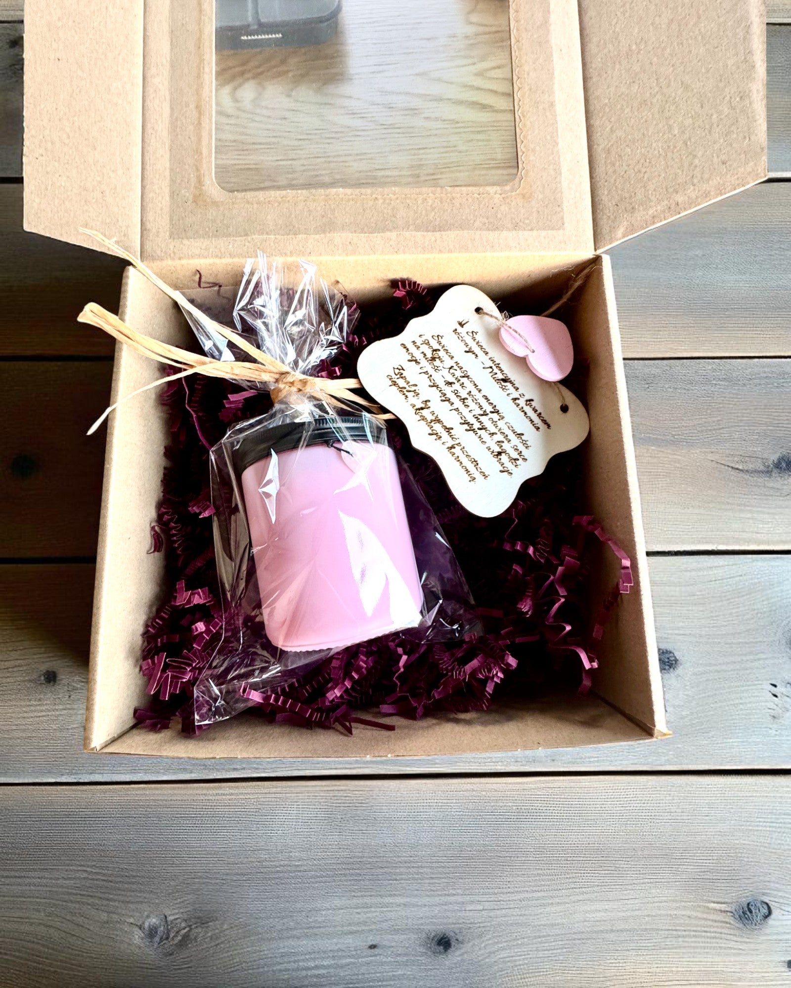 Świeca sojowa intencyjna Kwarc Różowy – miłość, harmonia i spokój serca, 250 ml, możliwość personalizacji na prezent