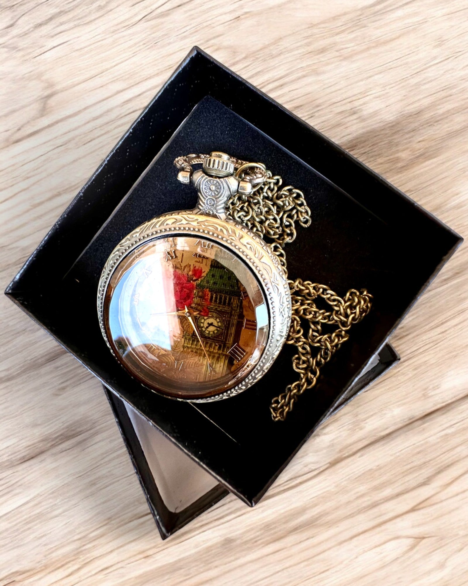 Ceas de buzunar "Vintage Charm" personalizare cu gravură pentru cadou