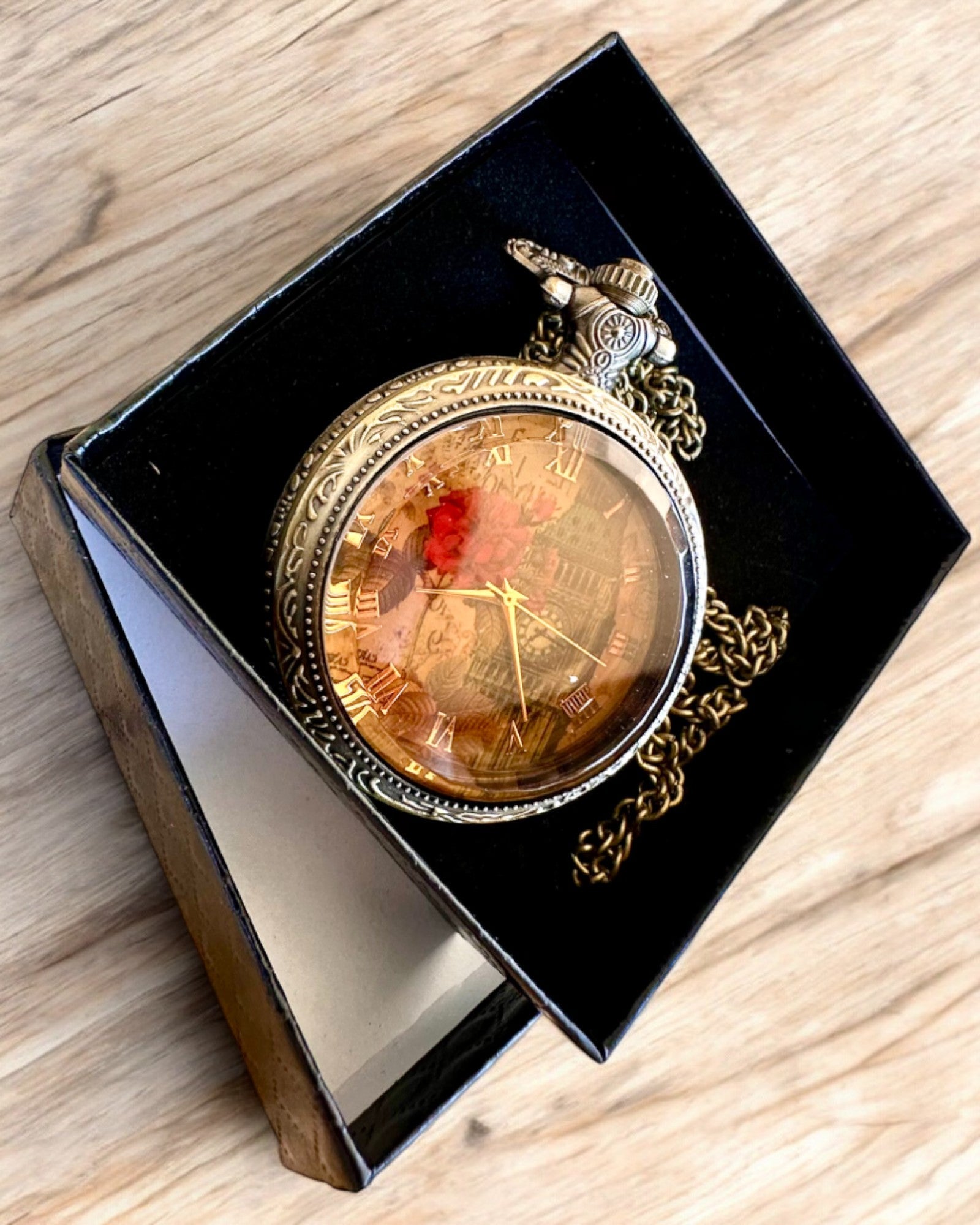 Ceas de buzunar "Vintage Charm" personalizare cu gravură pentru cadou