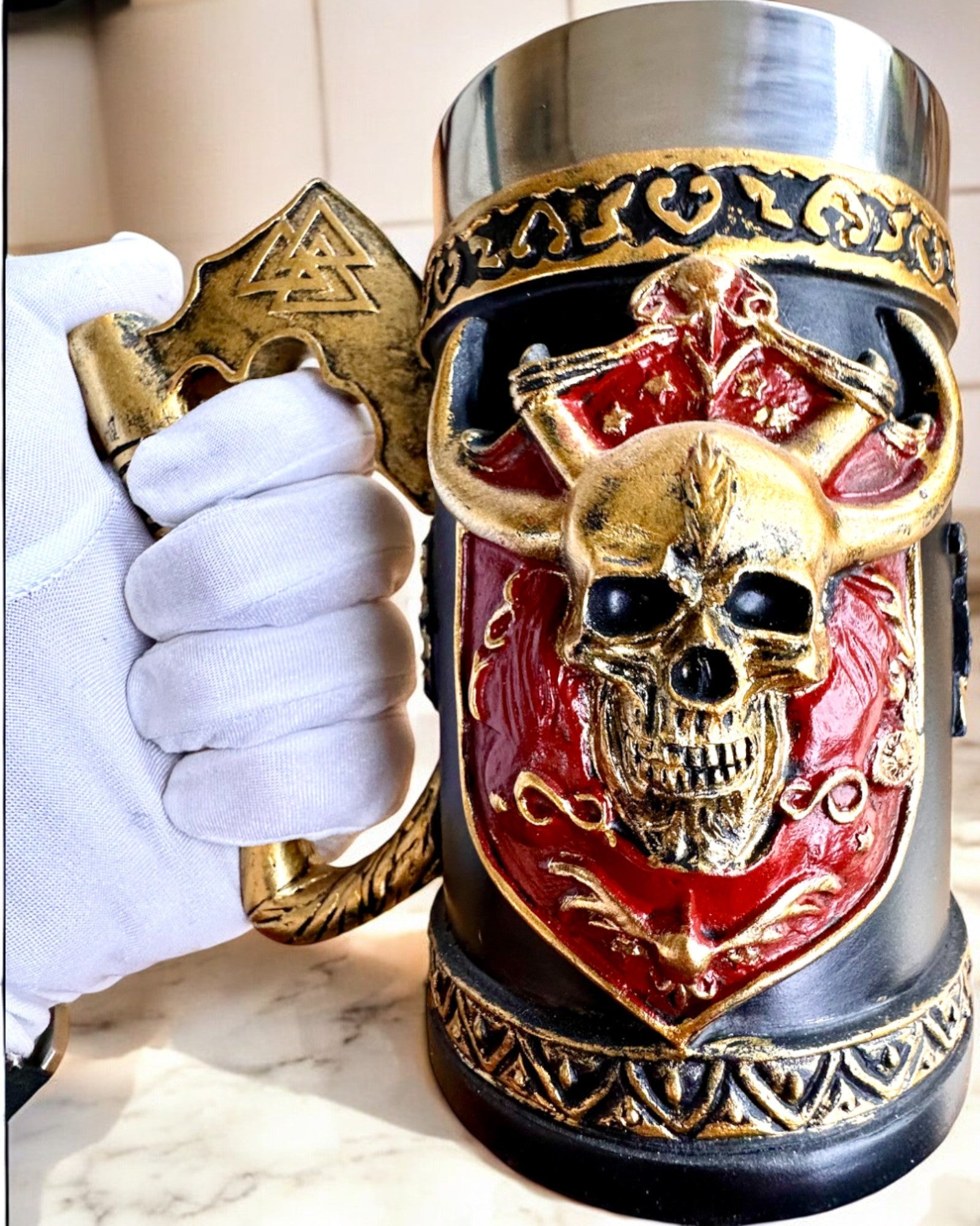 Karnawałowy Kufel Wojownika - 600 ml, 16 cm înălțime, posibilitate de personalizare cu gravură pentru cadou