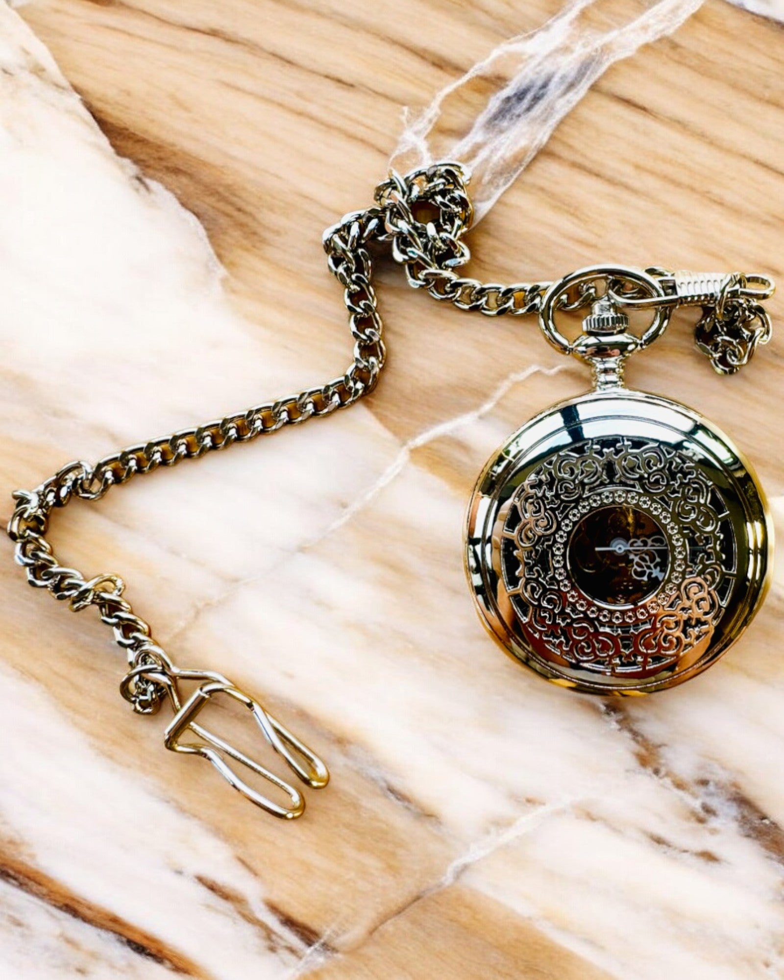 Ceas de buzunar „Eterna Elegancja”, cadou personalizat, gravură. Culoare argintie