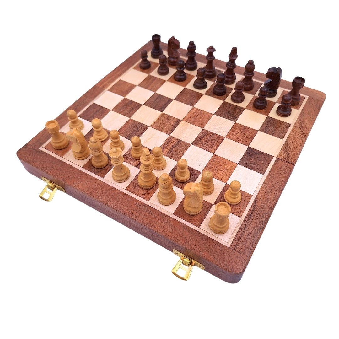 Șah magnetic din lemn 30x30cm pliabil G614 cu gravură
