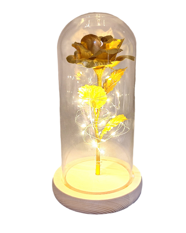 Lampă de veghe LED Trandafir, cu posibilitate de personalizare prin gravură, cadou romantic, înălțime 21,5 cm, lumină delicată, decorațiune ideală pentru dormitor