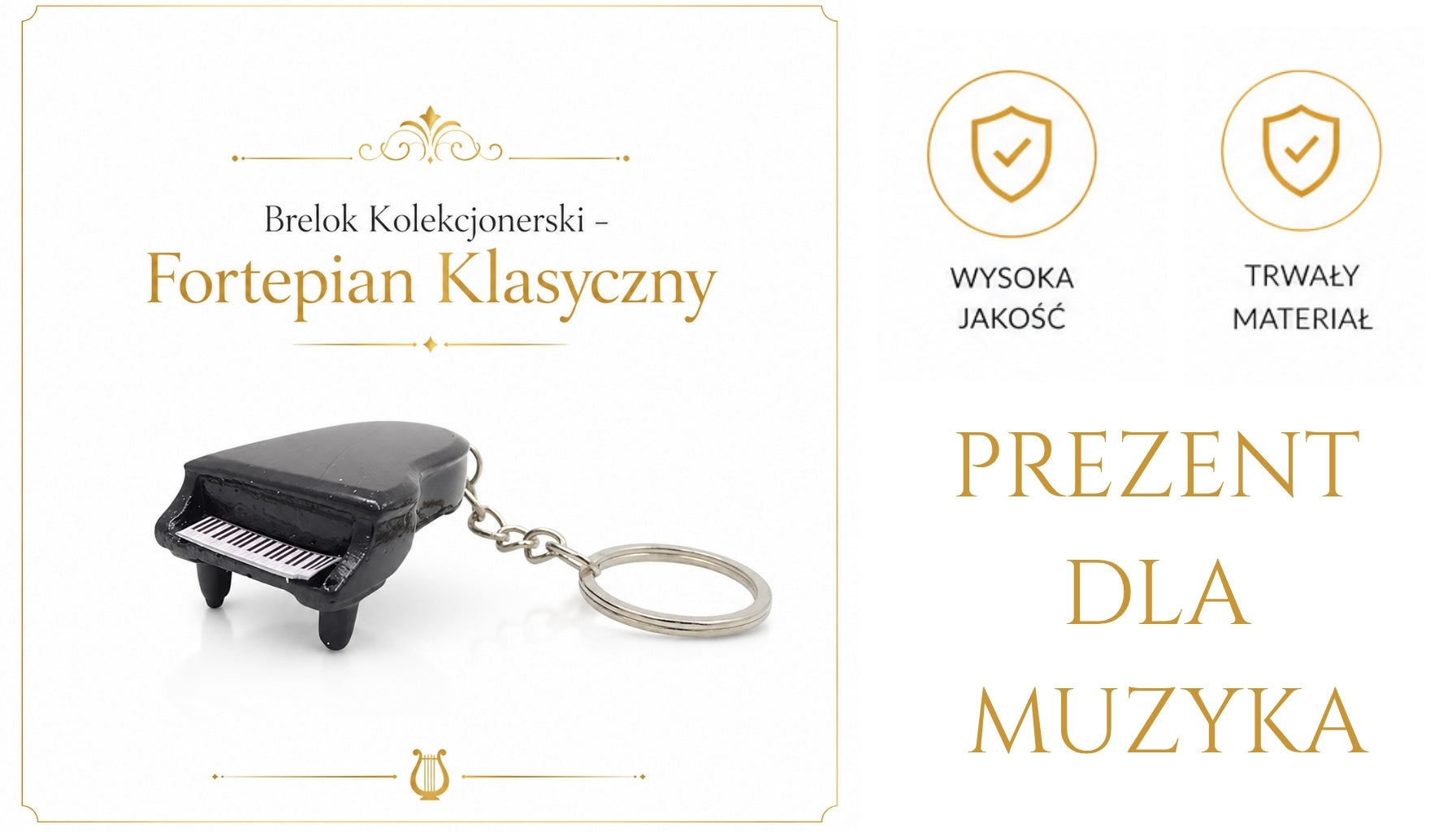 Breloc de colecție pian clasic ECK-0863 cu gravură personalizată – accesoriu elegant negru, cadou pentru iubitorii de muzică clasică și pianiști
