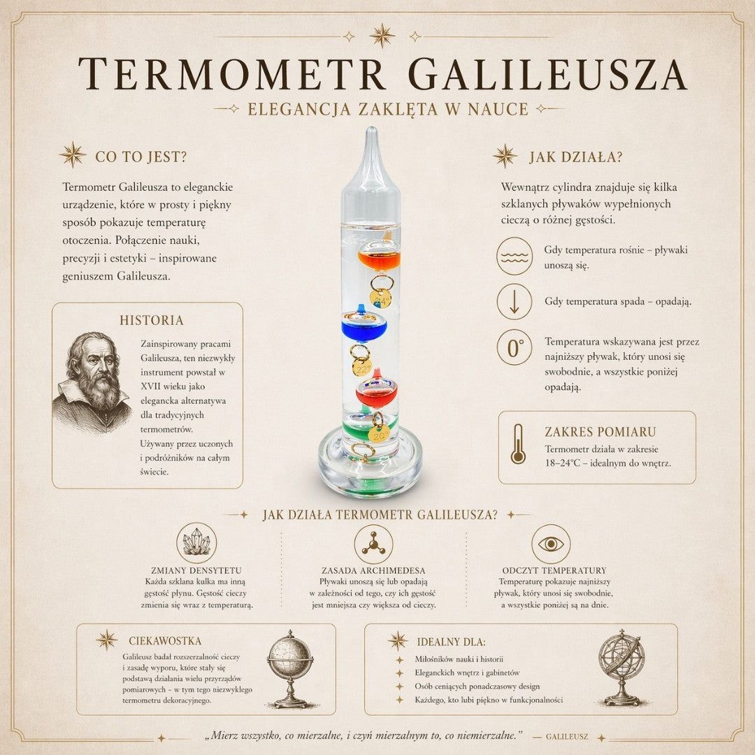 Termometru Galilei Galileo cu gravură personalizată – decorațiune interioară elegantă, de culoarea sticlei