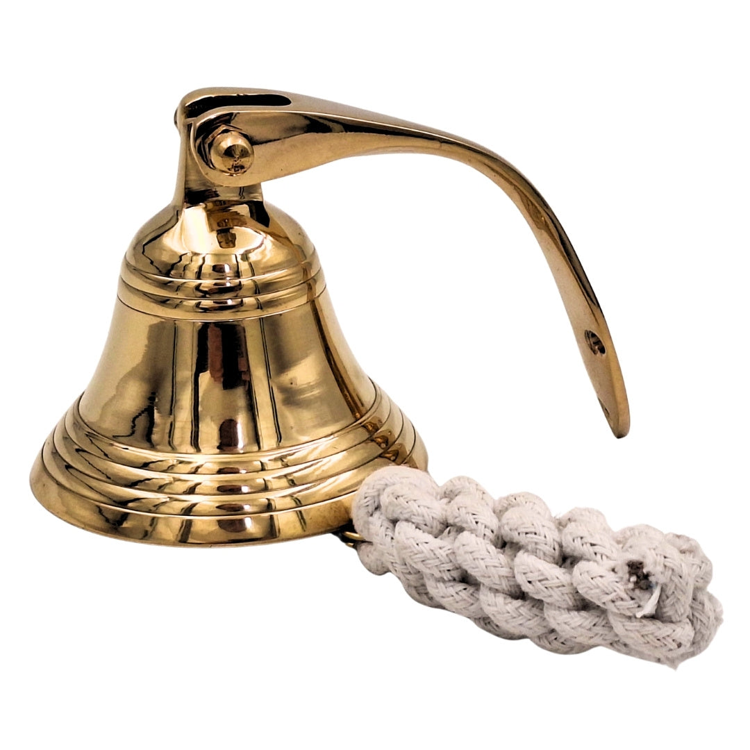 Clopot naval din alamă, 7,5 cm, cu posibilitate de gravare - cadou ideal în stil marinăresc - culoare aurie, decorațiune retro pentru casă sau bucătărie