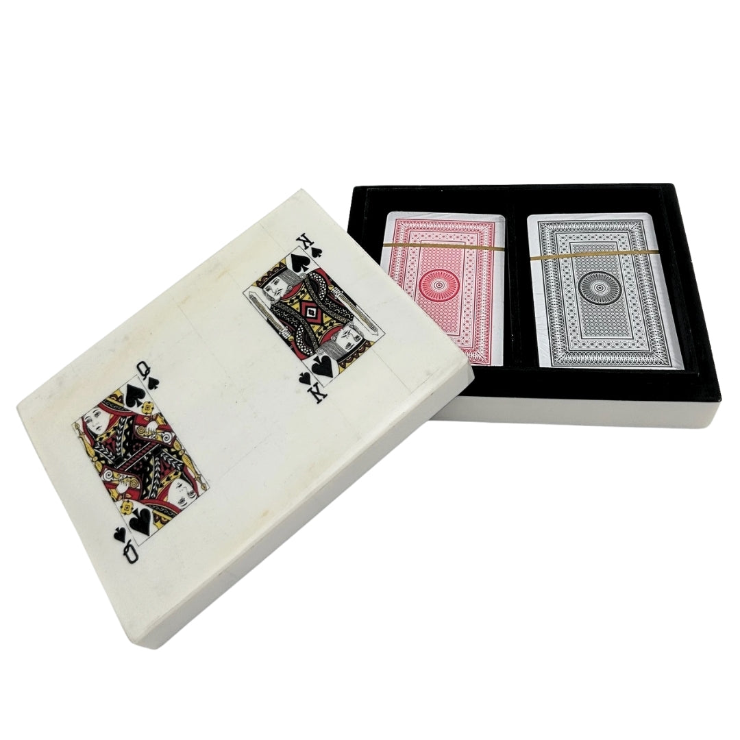 Set elegant de două pachete de cărți în cutie din rășină, cu posibilitate de personalizare prin gravură