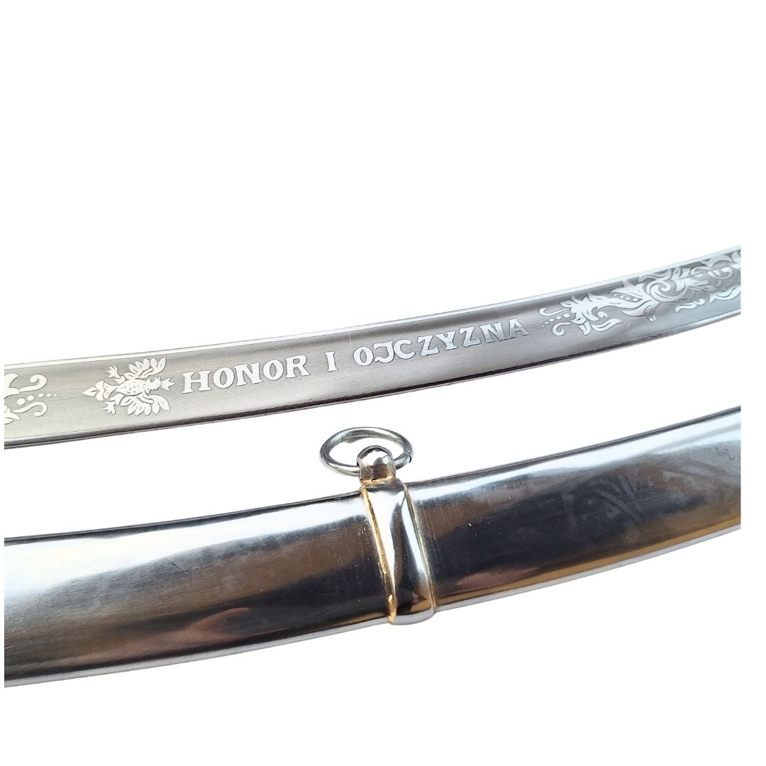 Replică a sabiei de cavalerie „Radziwiłłówka” din 1917, cu inscripția „Onoare și Patrie” - gravură personalizată, cadou elegant, oțel necălit, lungime 91 cm