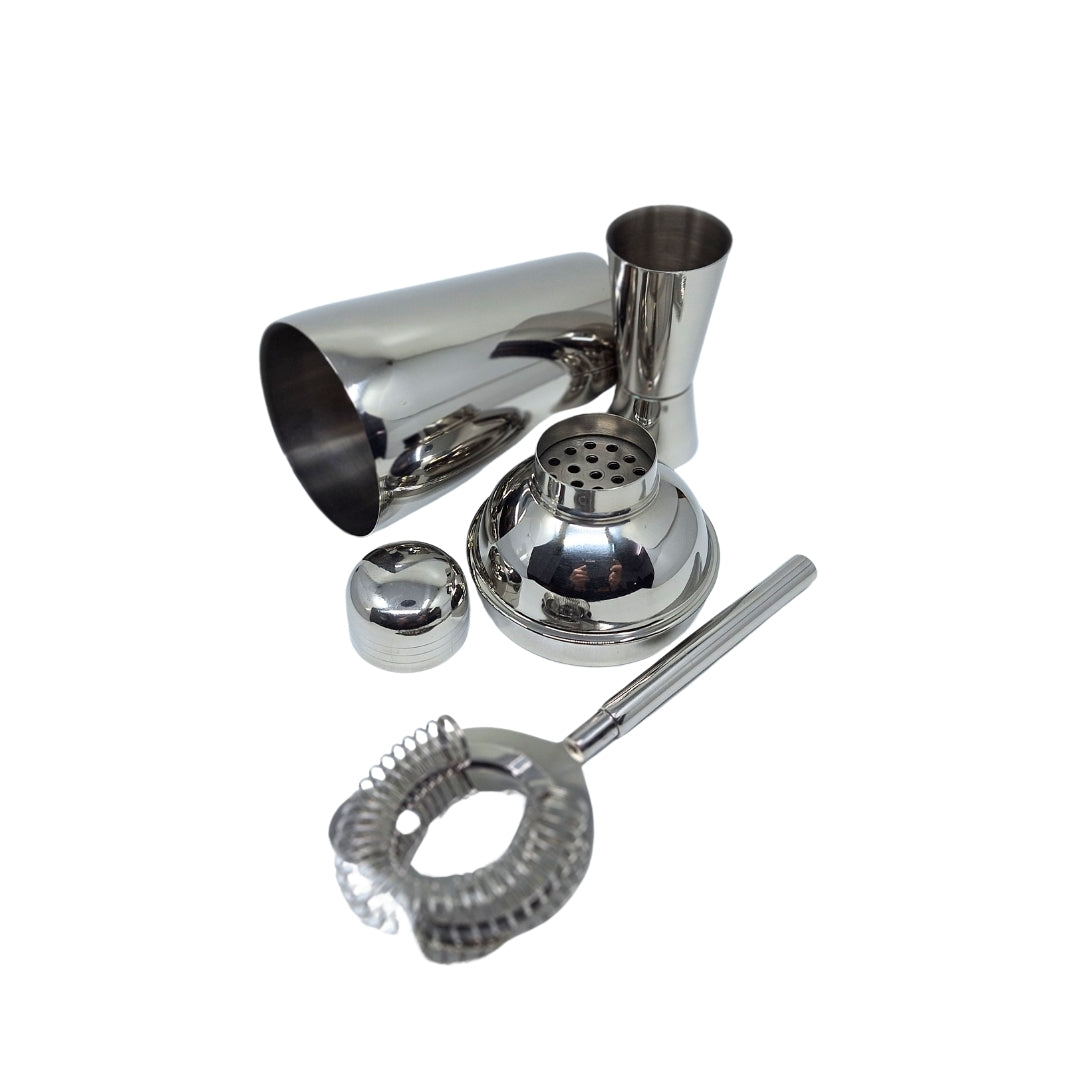 Set de barman Steel, 3 piese, cu posibilitate de personalizare prin gravură - shaker 750 ml, jigger 15/30 ml, strainer - cadou elegant pentru iubitorii de băuturi, oțel inoxidabil, culoare argintie