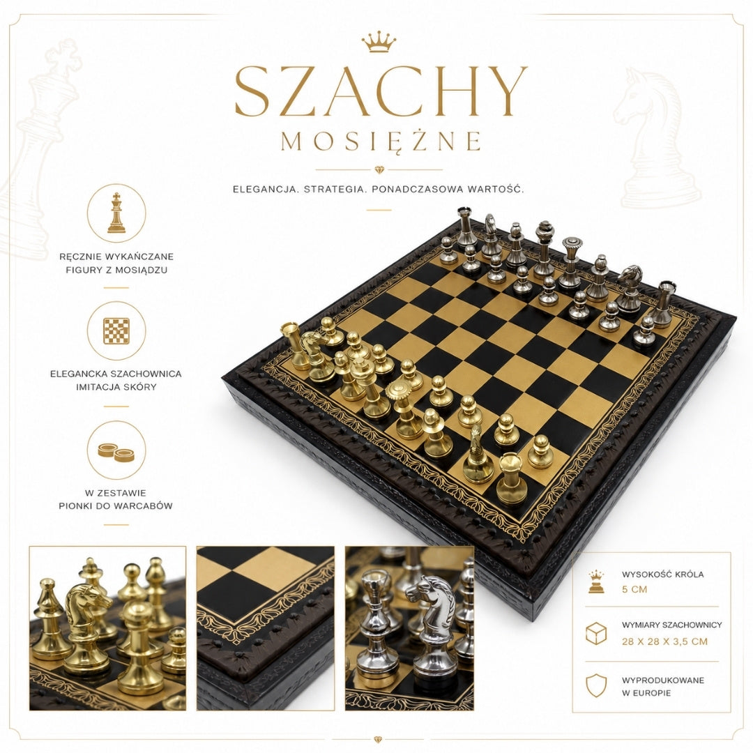 Șah exclusiv din alamă Italfama 28x28 cm cu personalizare prin gravură