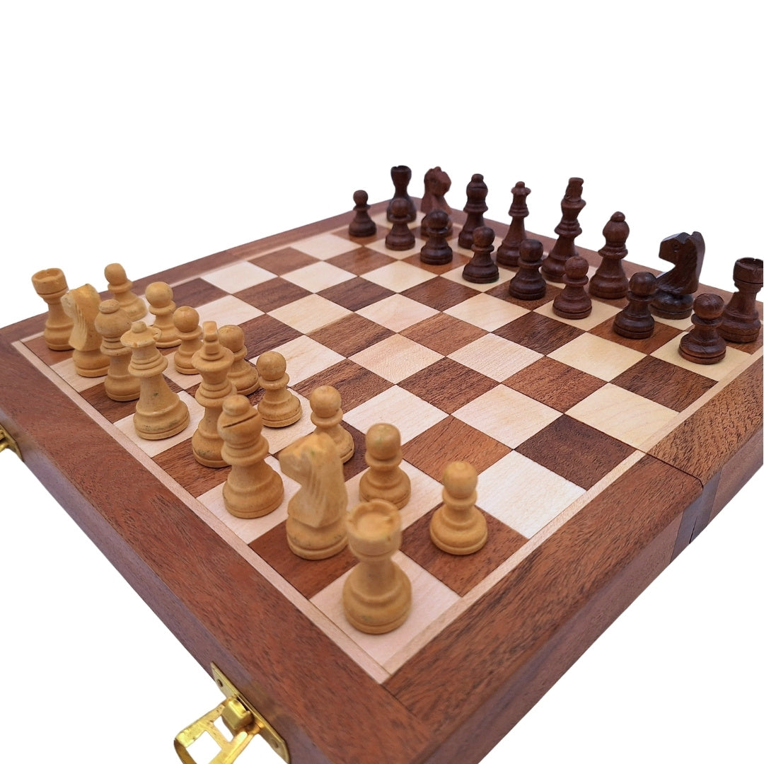 Șah magnetic din lemn 30x30cm pliabil G614 cu gravură