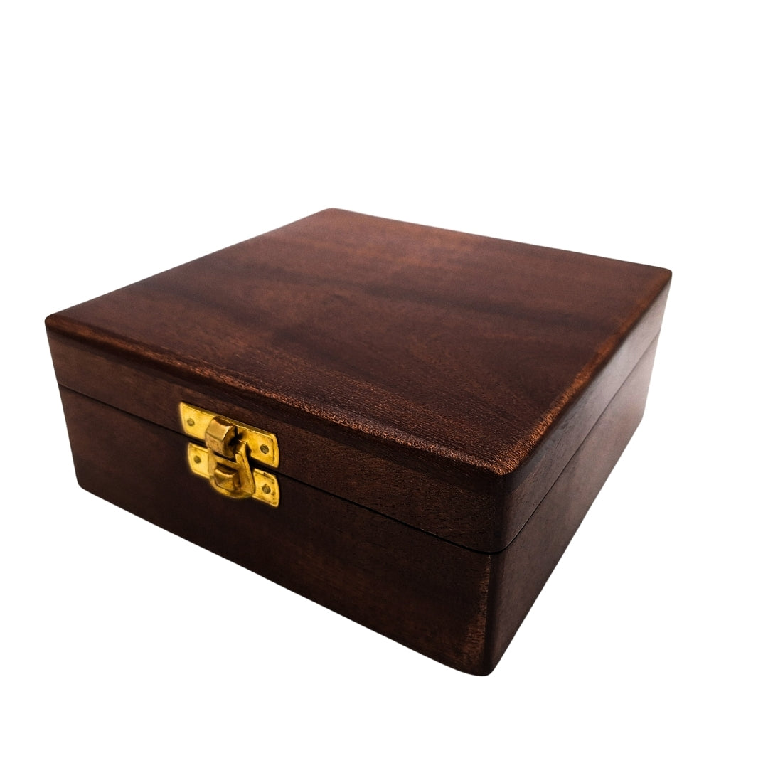 Mosiężny Kompas Zegar Słoneczny w Drewnianym Pudełku z Możliwością Grawerowania