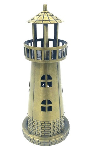 Far maritim suport pentru lumânare tealight 18,5 cm, în auriu antic, cu opțiune de gravare