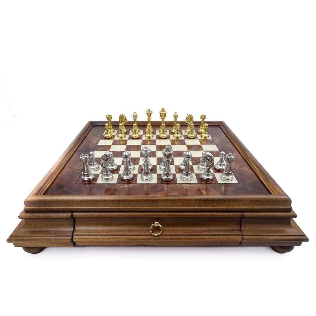 Șah exclusiv Italfama din metal placat cu aur 53x53 cm cu posibilitate de personalizare prin gravură