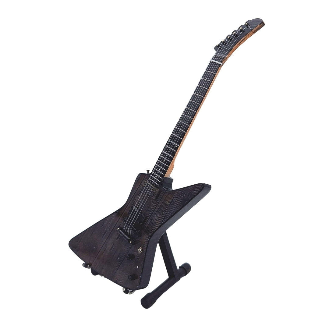 Mini chitară Metallica James Hetfield MGT-8860 cu gravură - Decorațiune din mahon 27,5 cm, cadou pentru fanii rock și colecționari