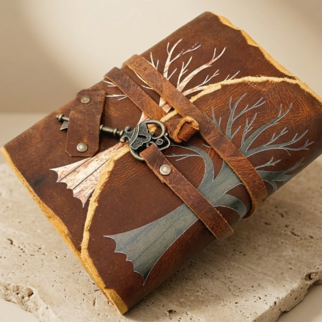 Jurnal din piele vintage, 200 de pagini, cu cheie – Arborele Vieții