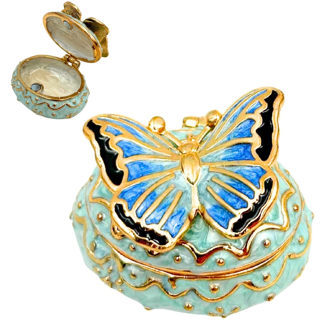 Cutie exclusivistă pentru bijuterii casetă - fluture cu cristale - B0782-00BL