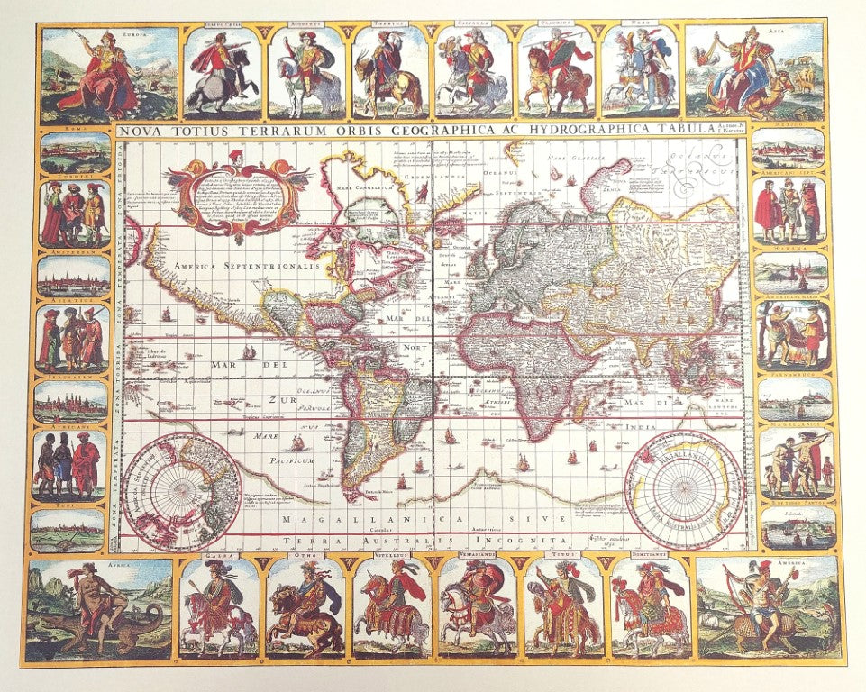 Harta lumii Piscator 1652, cu posibilitate de personalizare prin gravură