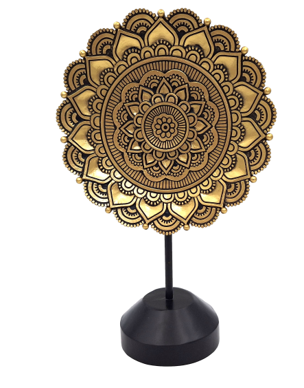 Figurină Mandala ovală, 35cm - decorațiune budistă aurie cu posibilitate de personalizare prin gravură