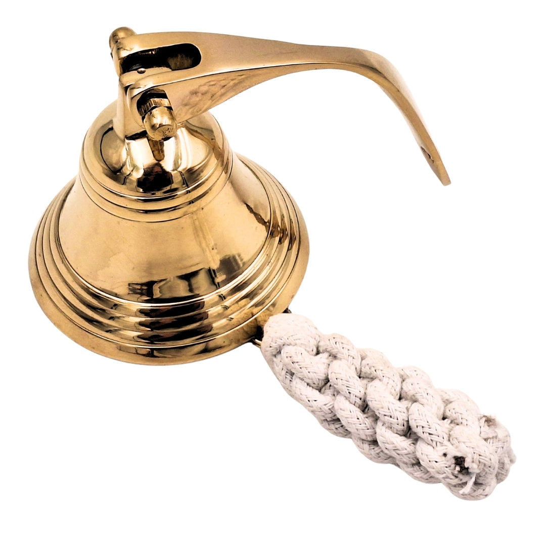 Clopot naval din alamă, 7,5 cm, cu posibilitate de gravare - cadou ideal în stil marinăresc - culoare aurie, decorațiune retro pentru casă sau bucătărie