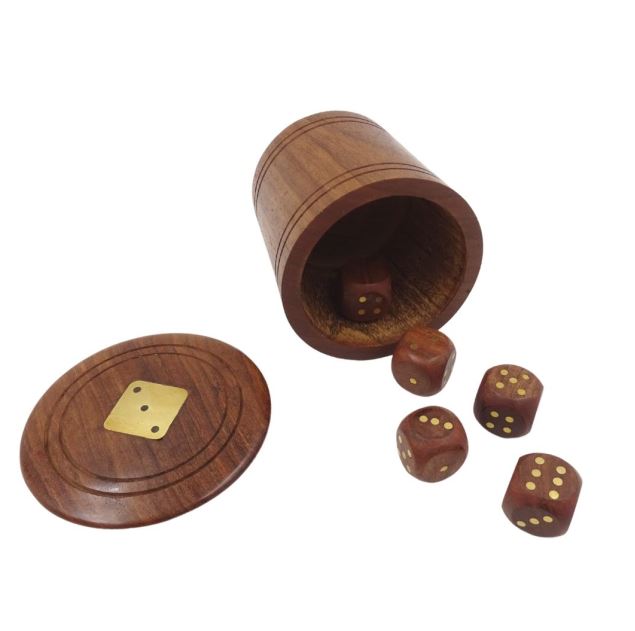 Zaruri de lemn într-un butoi cu gravură – cadou personalizat din acacia, înălțime 7 cm, diametru 8 cm, pentru persoane peste 14 ani