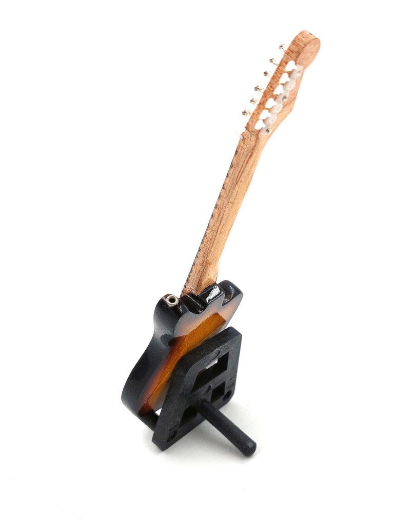 Mini chitară 15cm în stil Kurt Cobain, cu posibilitate de personalizare prin gravură - chitară maro din mahon, cadou pentru un fan grunge și Nirvana
