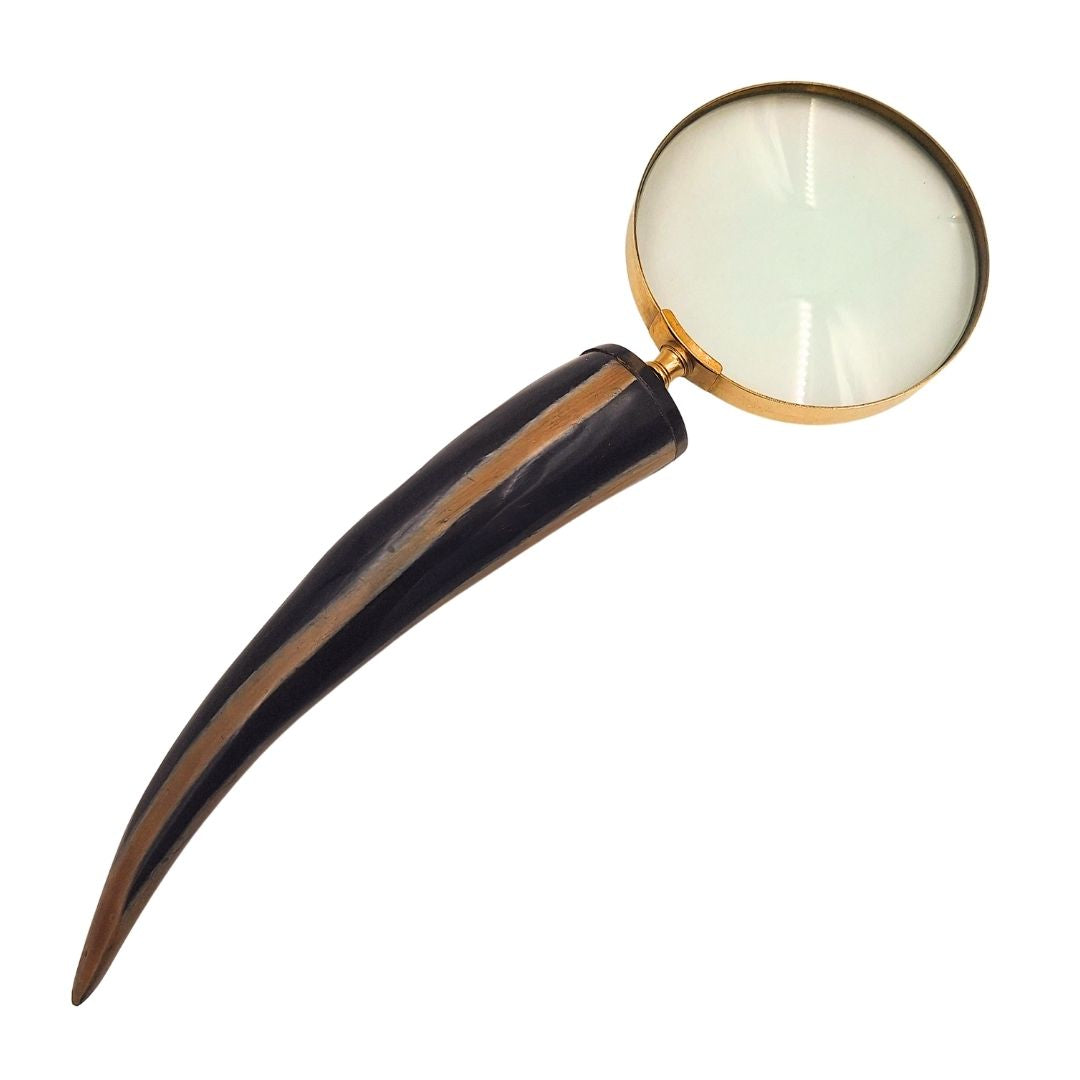 Lupă elegantă de citit retro cu ramă din alamă și mâner din corn de bivol - gravură personalizată - cadou ideal pentru seniori - lentilă de mărire de înaltă calitate 3.5x în stil vintage