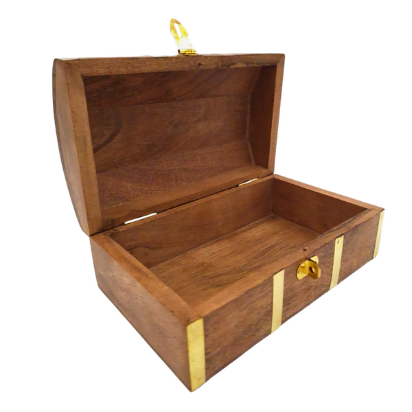 Casetă din lemn în stil marinăresc vintage DNU-020, cu motiv de ancoră din alamă, gravură personalizată, ideală ca dar pentru iubitorii mării, dimensiuni 18,4 × 12,7 × 7,6 cm