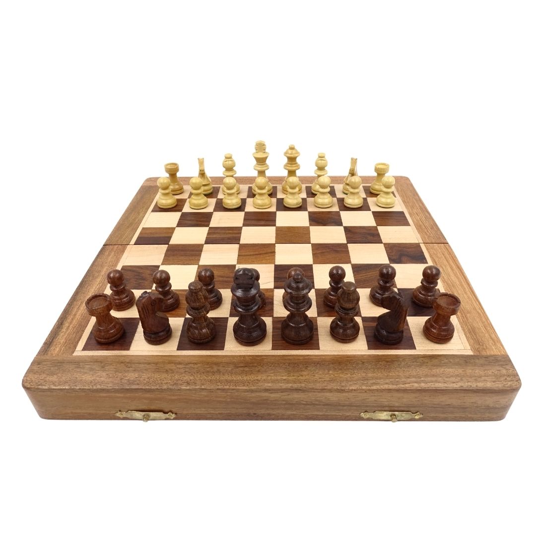 Șah magnetic din lemn 30x30cm pliabil G614 cu gravură