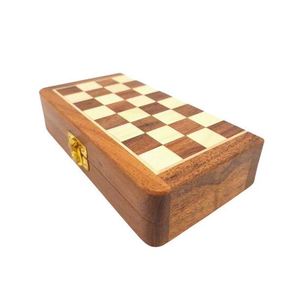 Șah magnetic din lemn 17x17cm, cu gravură personalizată