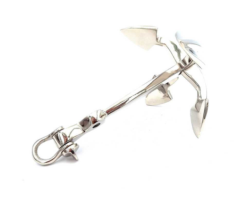 Ancoră metalică 20 cm argintie, cu posibilitate de gravare - decorațiune nautică de oferit cadou iubitorilor mării și ai navigației