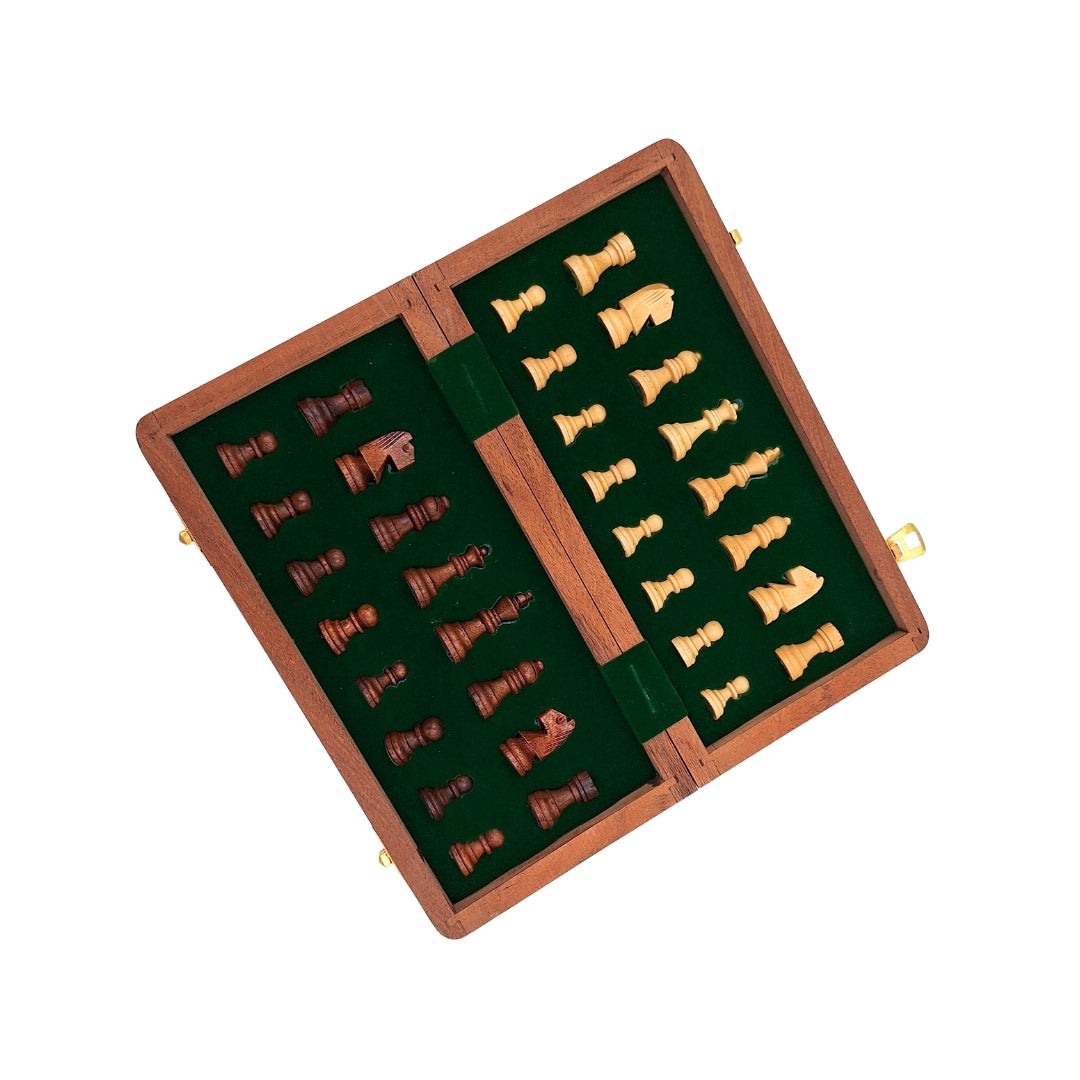 Șah magnetic din lemn 30x30cm pliabil G614 cu gravură