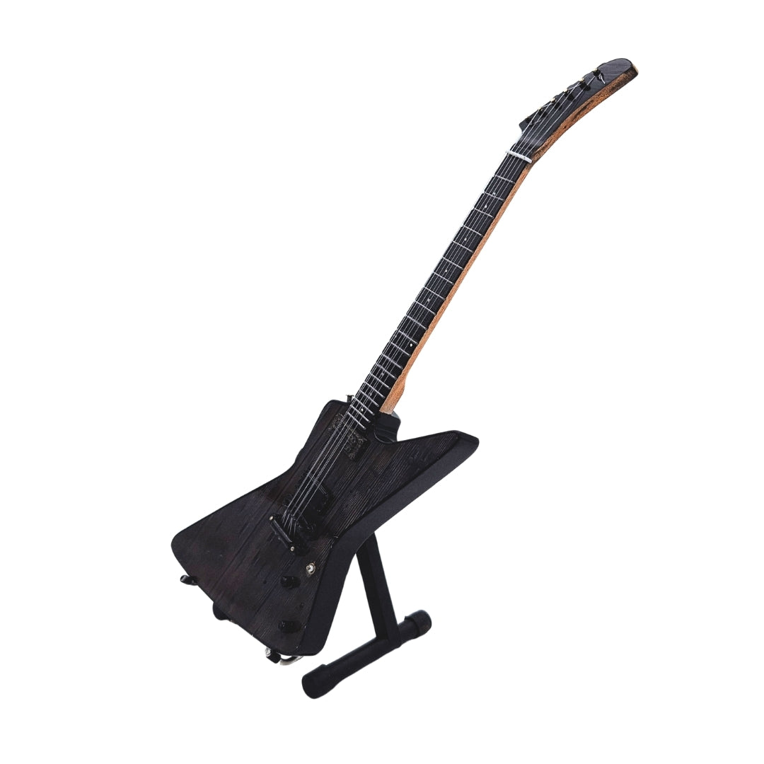Mini chitară Metallica James Hetfield MGT-8860 cu gravură - Decorațiune din mahon 27,5 cm, cadou pentru fanii rock și colecționari