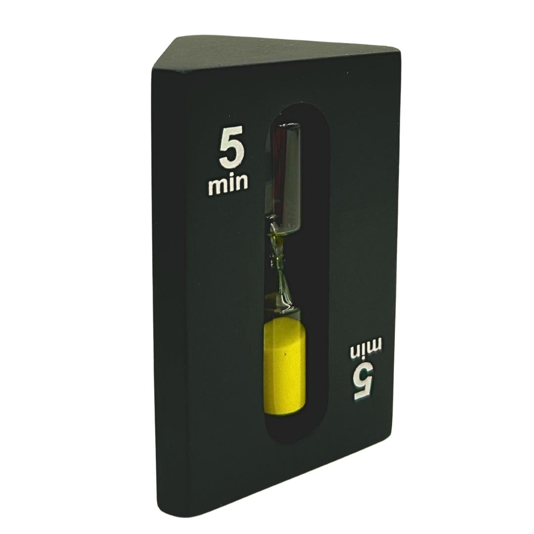 Clepsidră triplă 1-3-5 minute, neagră, cu posibilitate de gravare