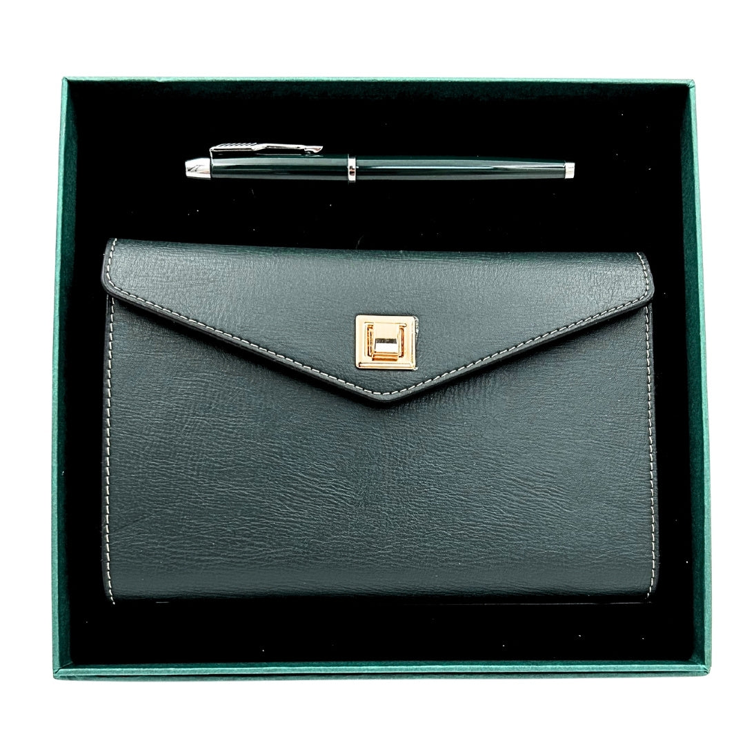 Set cadou elegant cu gravură personalizată - carnet din piele A6 cu pix de înaltă calitate în cutie de cadou luxoasă