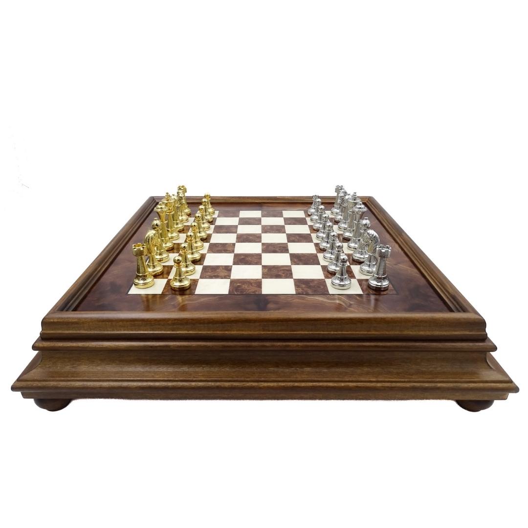 Șah exclusiv Italfama din metal placat cu aur 53x53 cm cu posibilitate de personalizare prin gravură