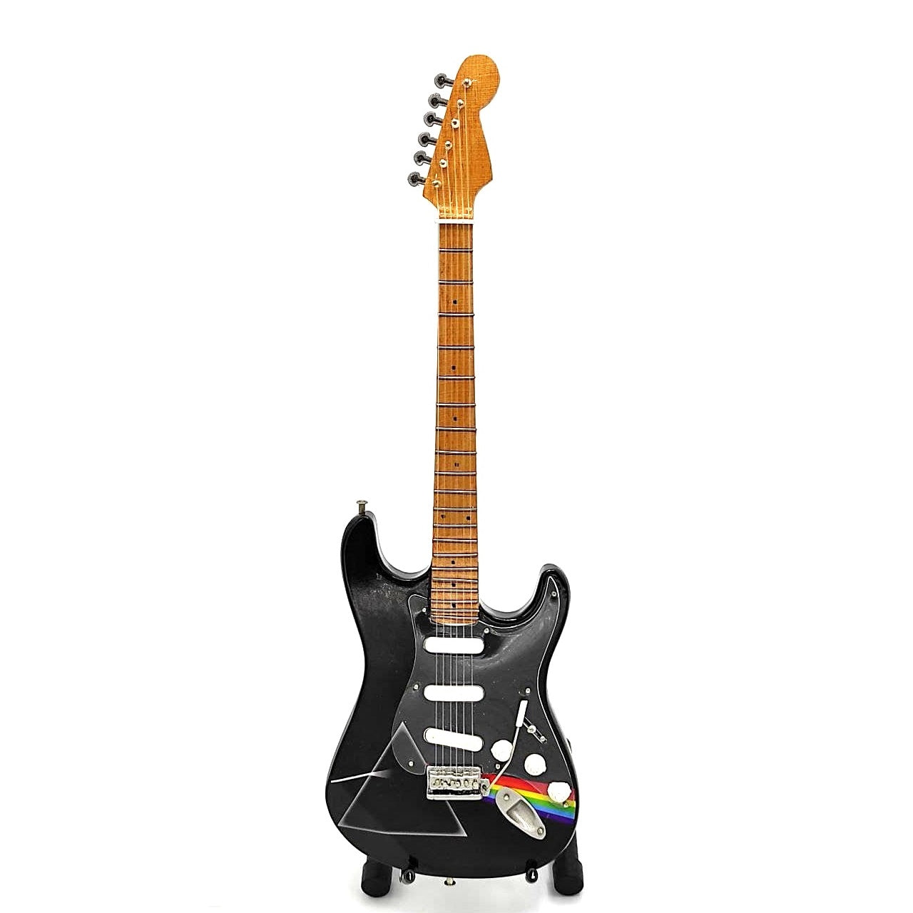 Mini gitara Pink Floyd z mahoniowego drewna, ręcznie wykonana, 27,5 cm, możliwość personalizacji grawerem, idealny prezent dla fanów muzyki