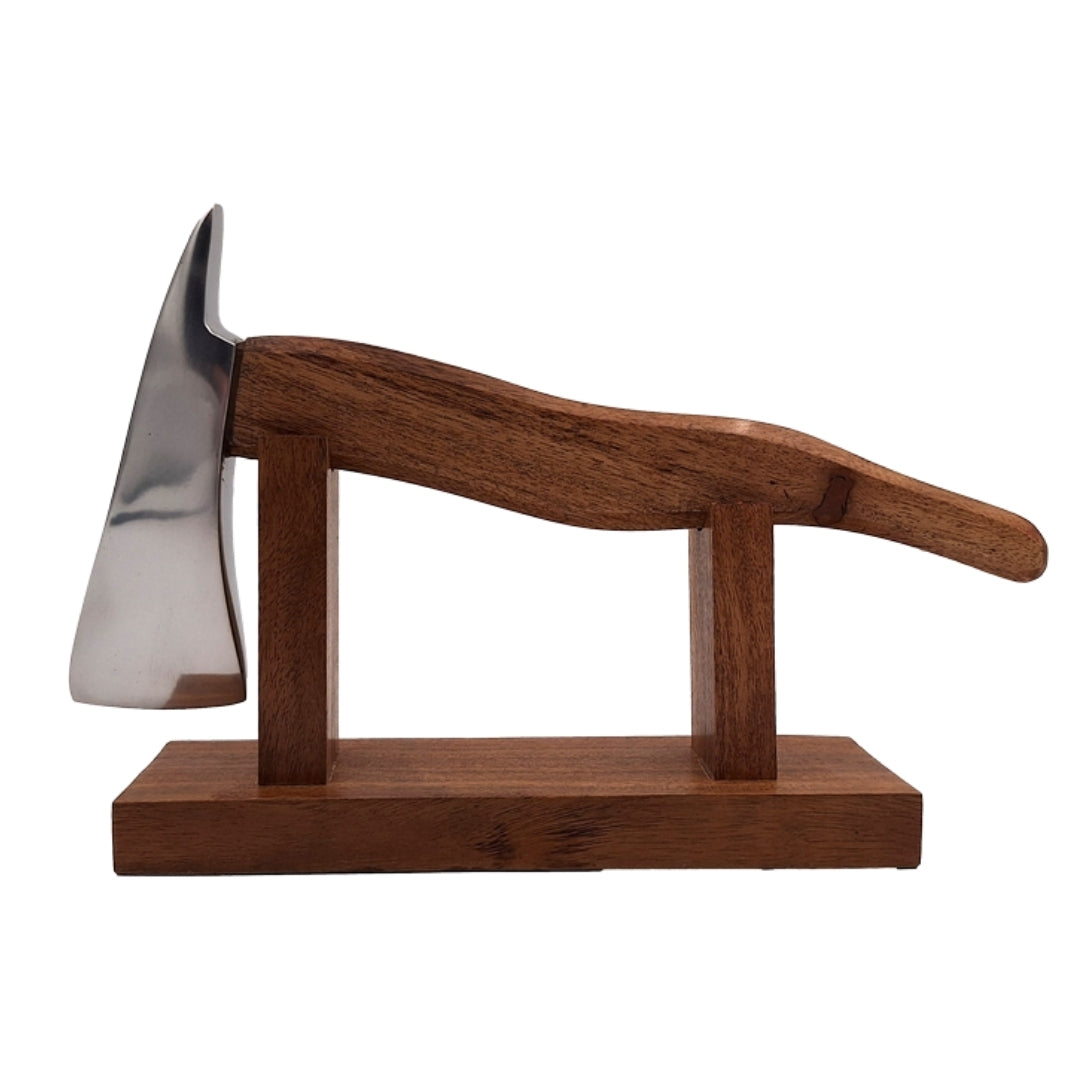 Toporișcă de pompier cu gravură - cadou din metal și lemn pentru pompier, înălțime 17,5 cm, argintiu-maro, cadou personalizat pentru orice ocazie