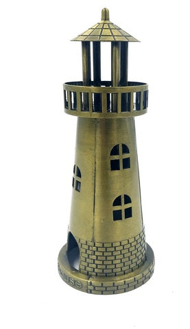 Far maritim suport pentru lumânare tealight 18,5 cm, în auriu antic, cu opțiune de gravare
