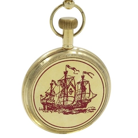 Ceas marinăresc de birou din alamă NC2126, cu posibilitate de gravare, înălțime 12 cm, cadou ideal pentru iubitorul de navigație, cu motiv de ancoră și velier