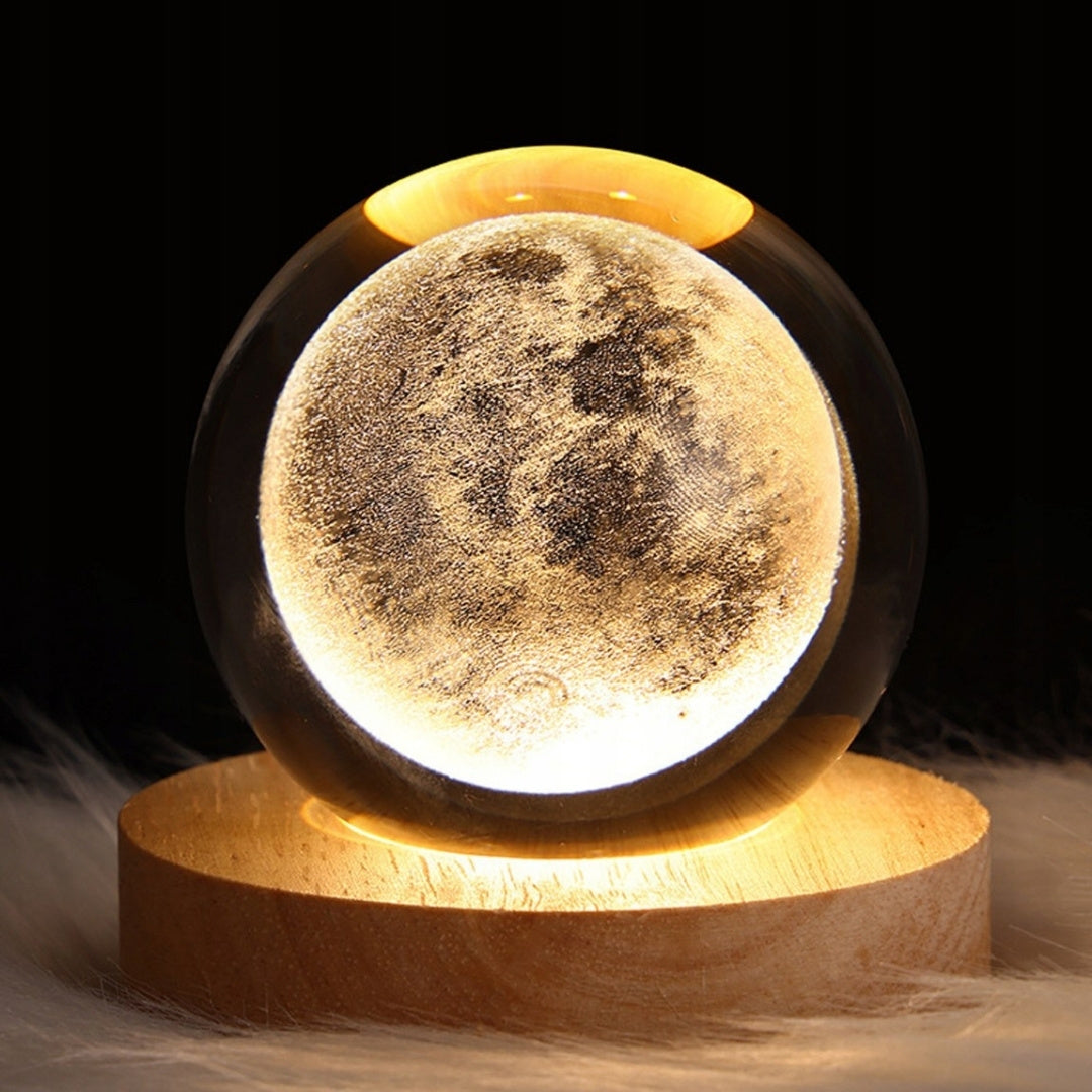 Glob de sticlă 3D Luna, cu gravură