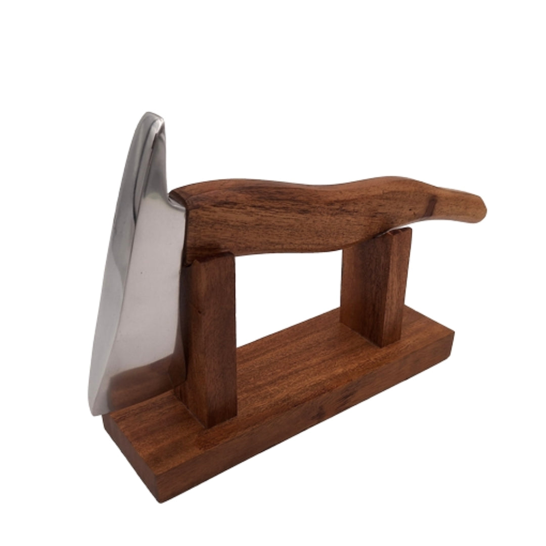 Toporișcă de pompier cu gravură - cadou din metal și lemn pentru pompier, înălțime 17,5 cm, argintiu-maro, cadou personalizat pentru orice ocazie