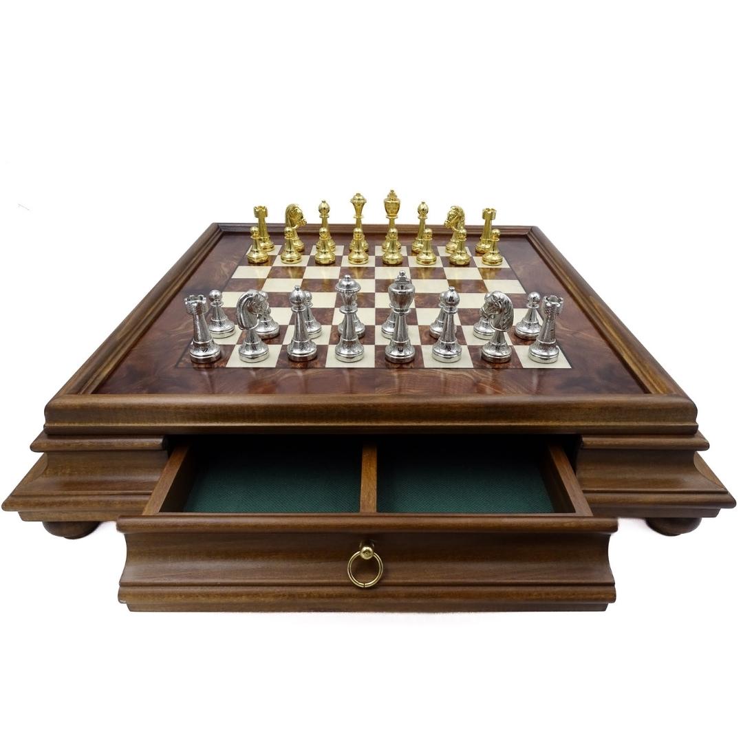 Șah exclusiv Italfama din metal placat cu aur 53x53 cm cu posibilitate de personalizare prin gravură