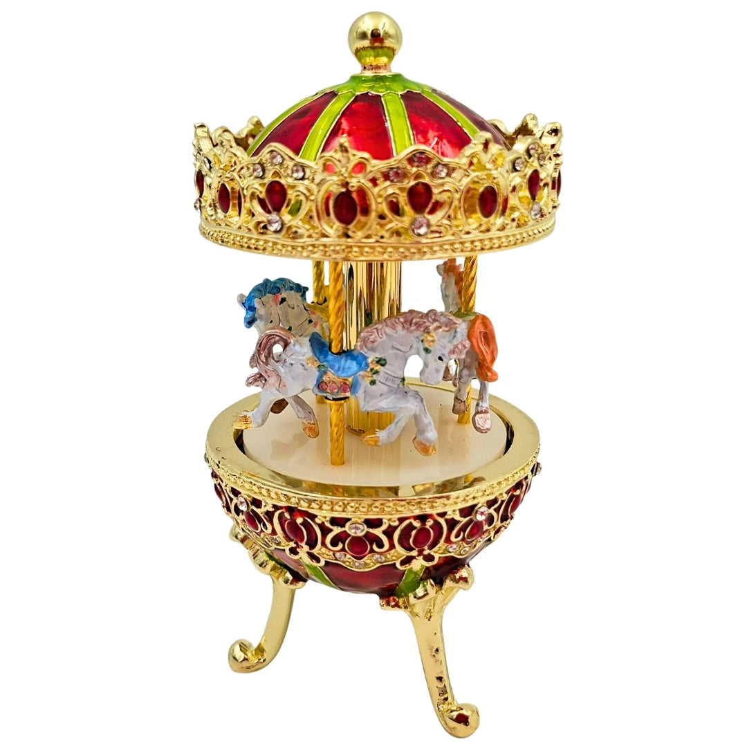 Cutie muzicală metalică carusel - decorațiune premium - cadou pentru fetiță - MX-014