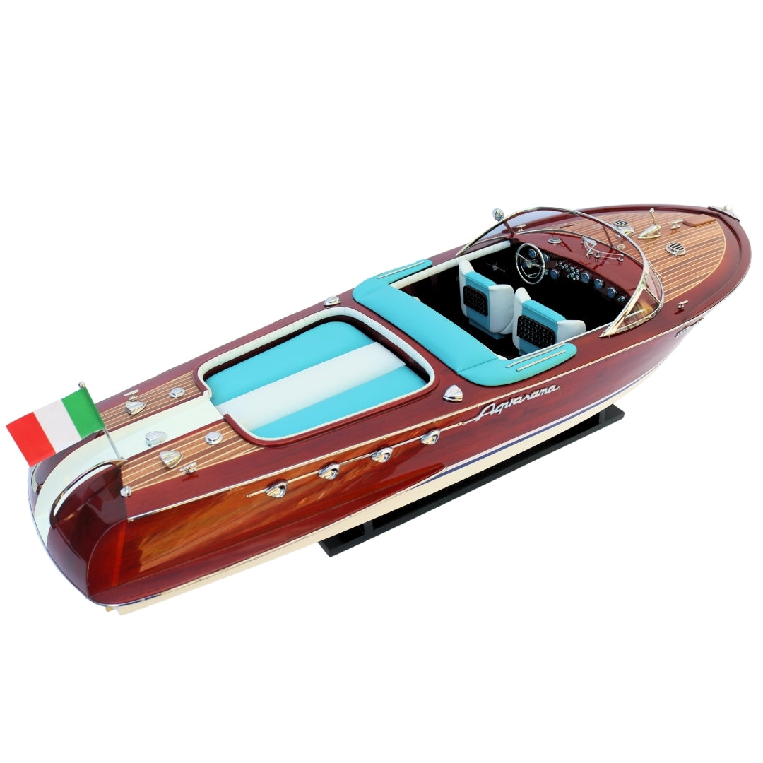 Model exclusivist de barcă cu motor Reeva Aquarama 87cm - model mare, din lemn, al unei bărci cu motor clasice italiene – 4P-90