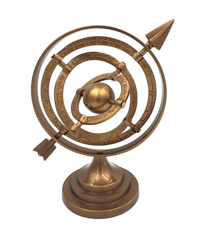 Astrolab sferic din aluminiu, cu săgeți, 30 cm, cu posibilitate de personalizare prin gravură